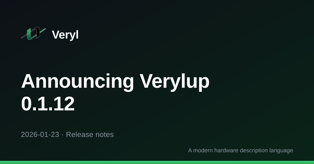 Announcing Verylup 0.1.12 | Veryl